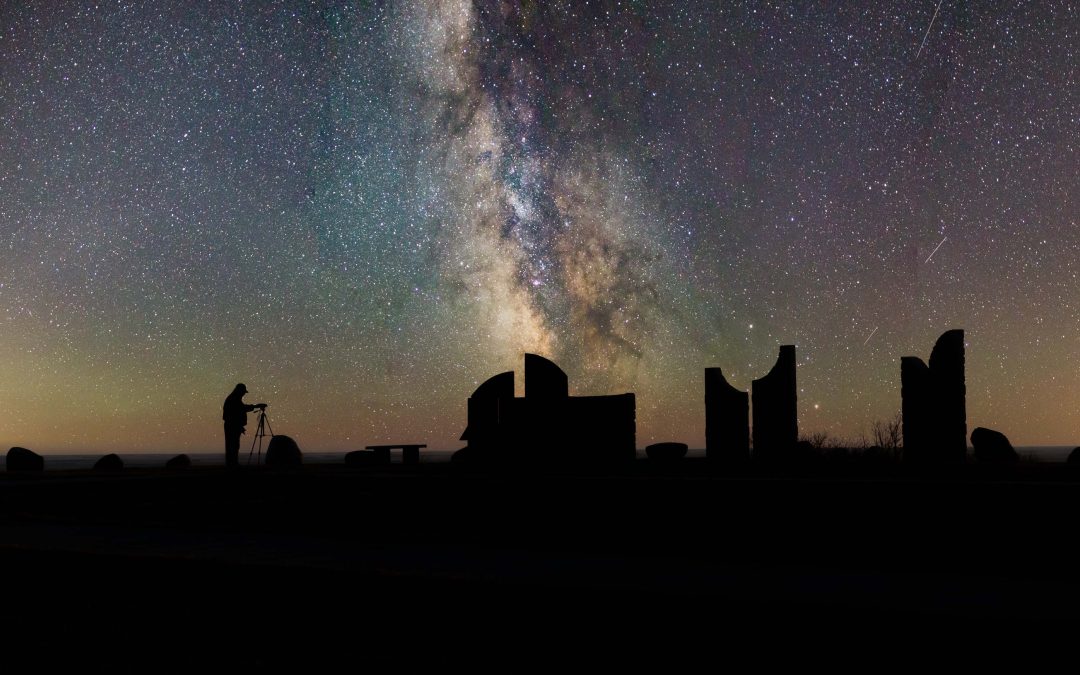 Shadow of a man with the milky way