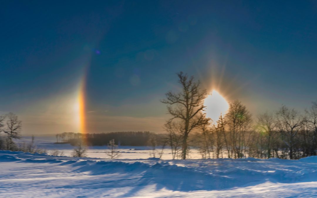 Sun Dogs of Winter depicting the perseverance of the plains people